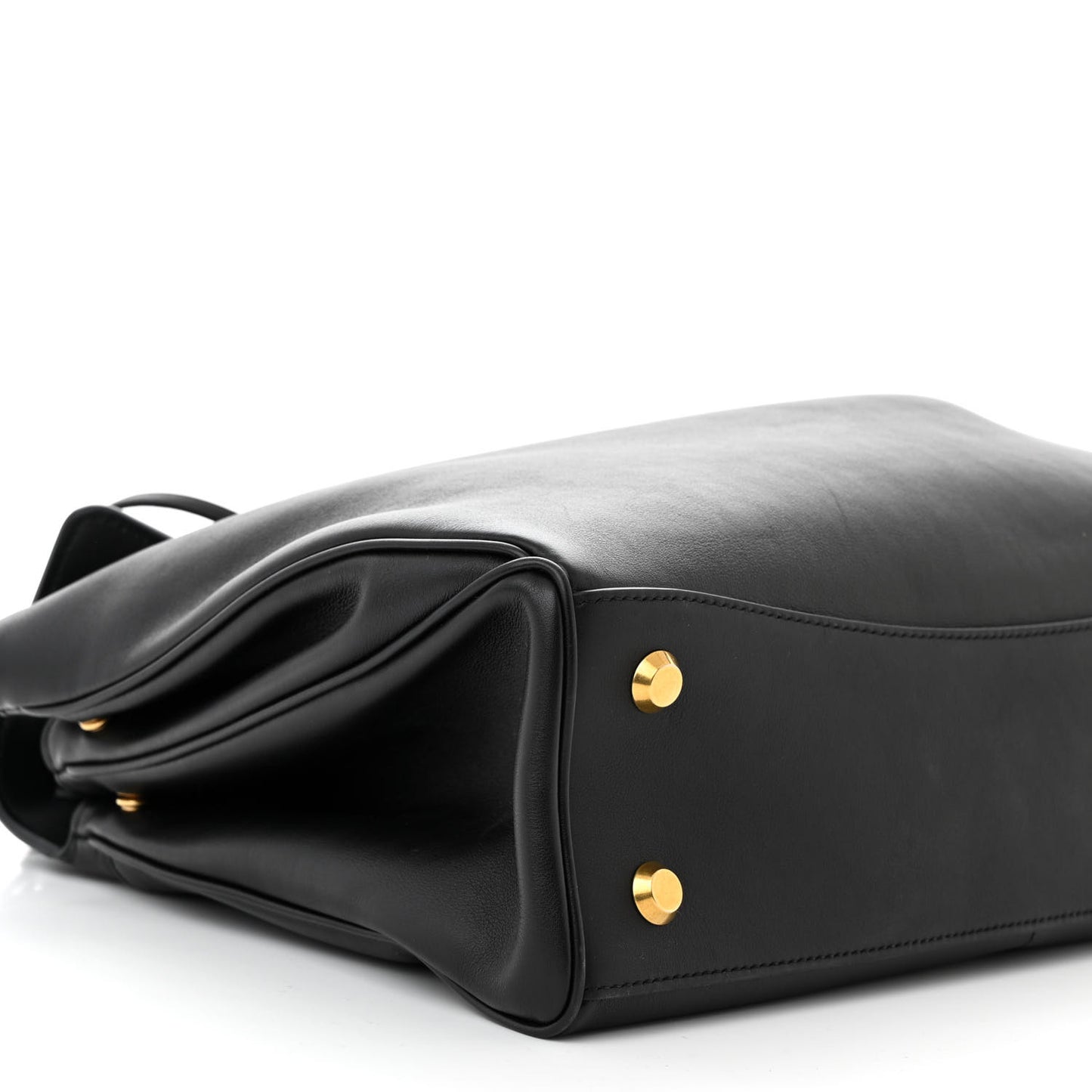 Natural Smooth Calfskin Medium Rodeo Top Handle Handbag Black