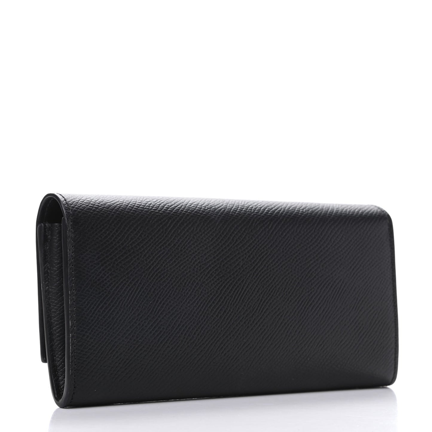 Grained Calfskin Large Flap Wallet Black
