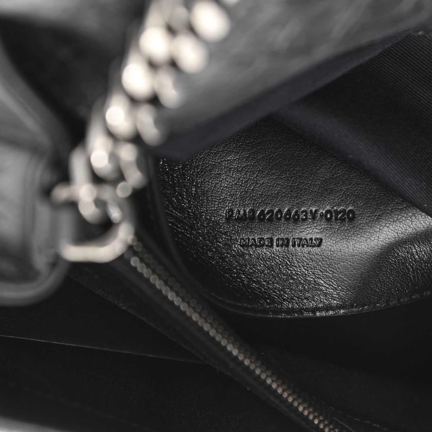 Saint Laurent Calfskin Crocodile Embossed Medium West Hollywood Monogram Fold-Over Black 7 of 11