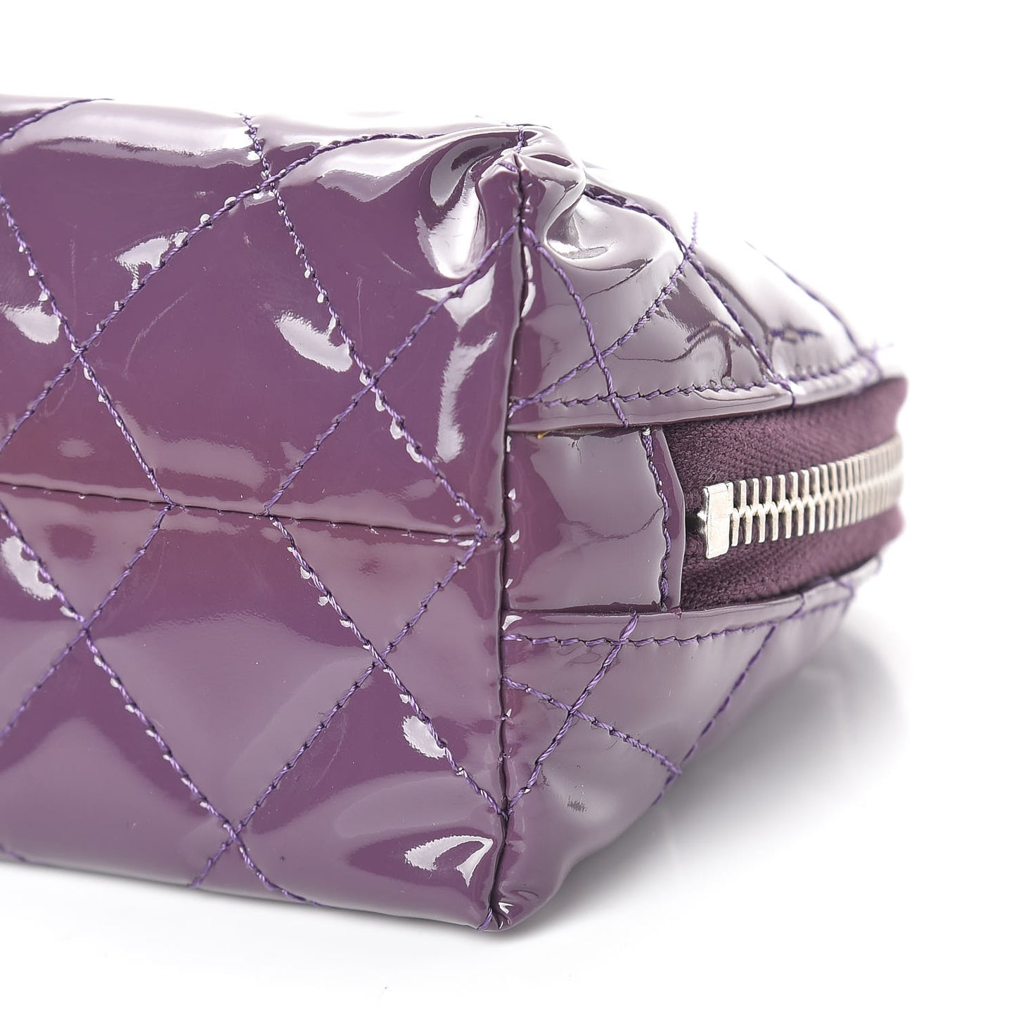 Patent Quilted Brilliant Cosmetic Case Violet