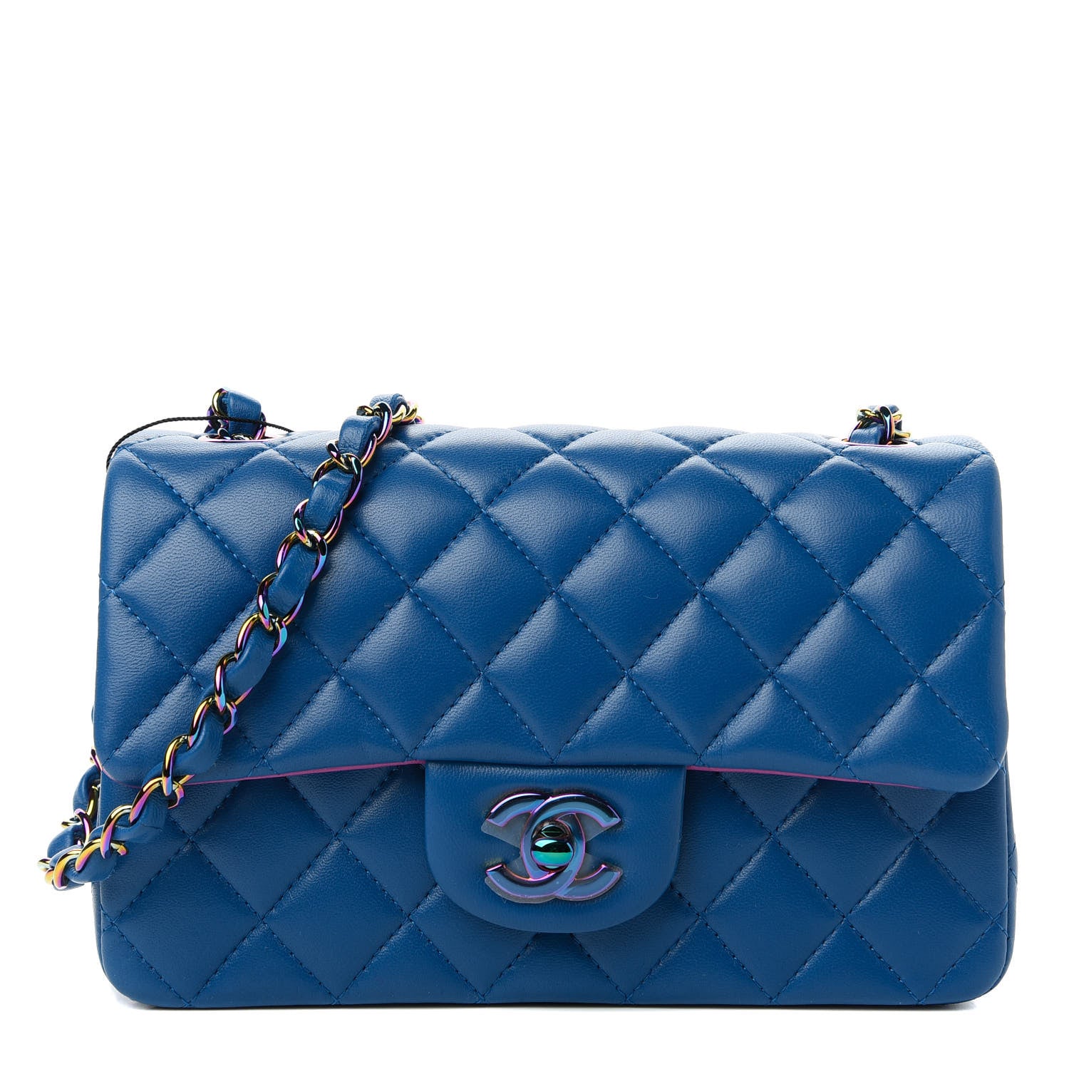 Chanel Lambskin Quilted Mini Rectangular Flap Blue Purple 1 of 10