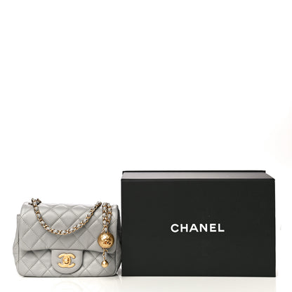 Chanel Lambskin Quilted Mini Pearl Crush Flap Light Grey 15 of 15