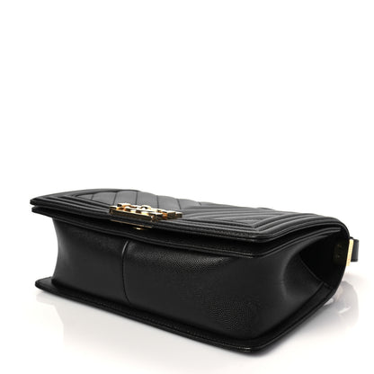 Chanel Caviar Chevron Quilted Medium Boy Flap Black 5 of 9