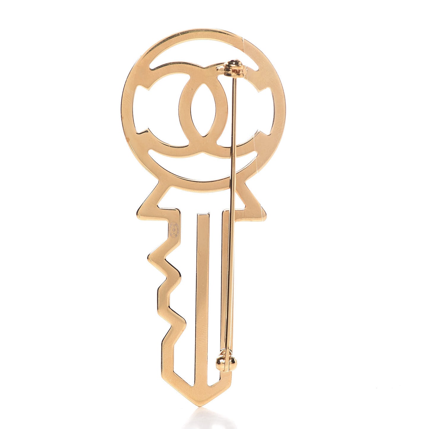 Crystal CC Key Brooch Black Gold