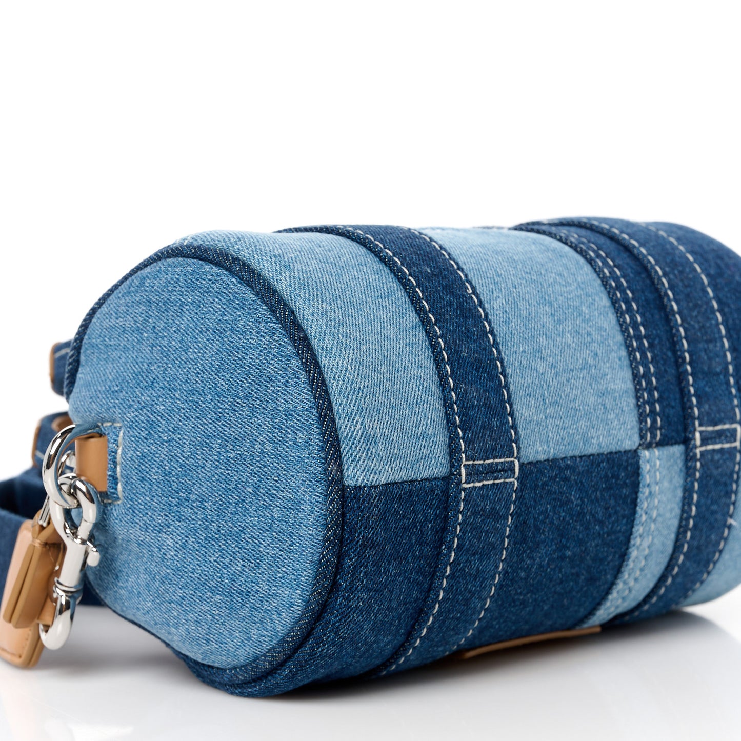 Denim Patchwork The Mini Duffle Bag Blue