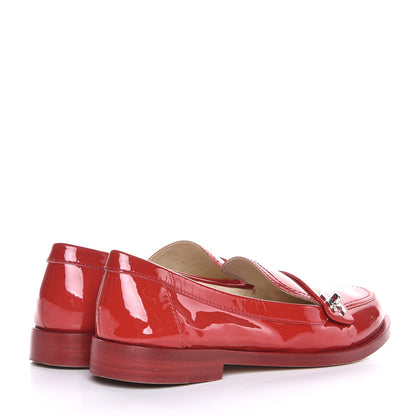 Chanel Patent CC Turnlock Mocassin Loafers 36.5 Red 4 of 14