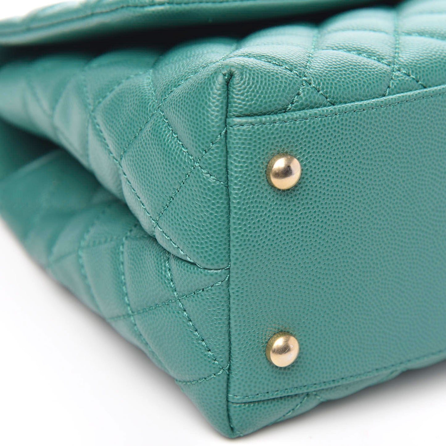 Caviar Lizard Quilted Small Coco Handle Flap Green