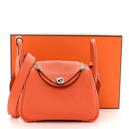 Hermes Taurillon Clemence Mini Lindy 20 Feu 11 of 11