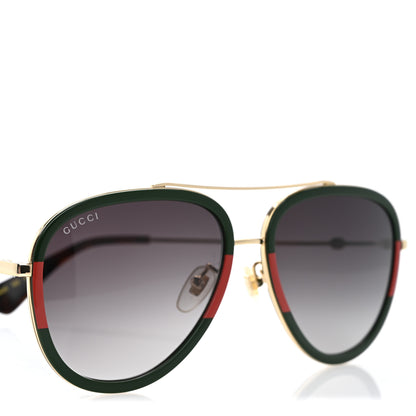 Gucci Web Aviator Sunglasses GG0062S Green Red 7 of 8