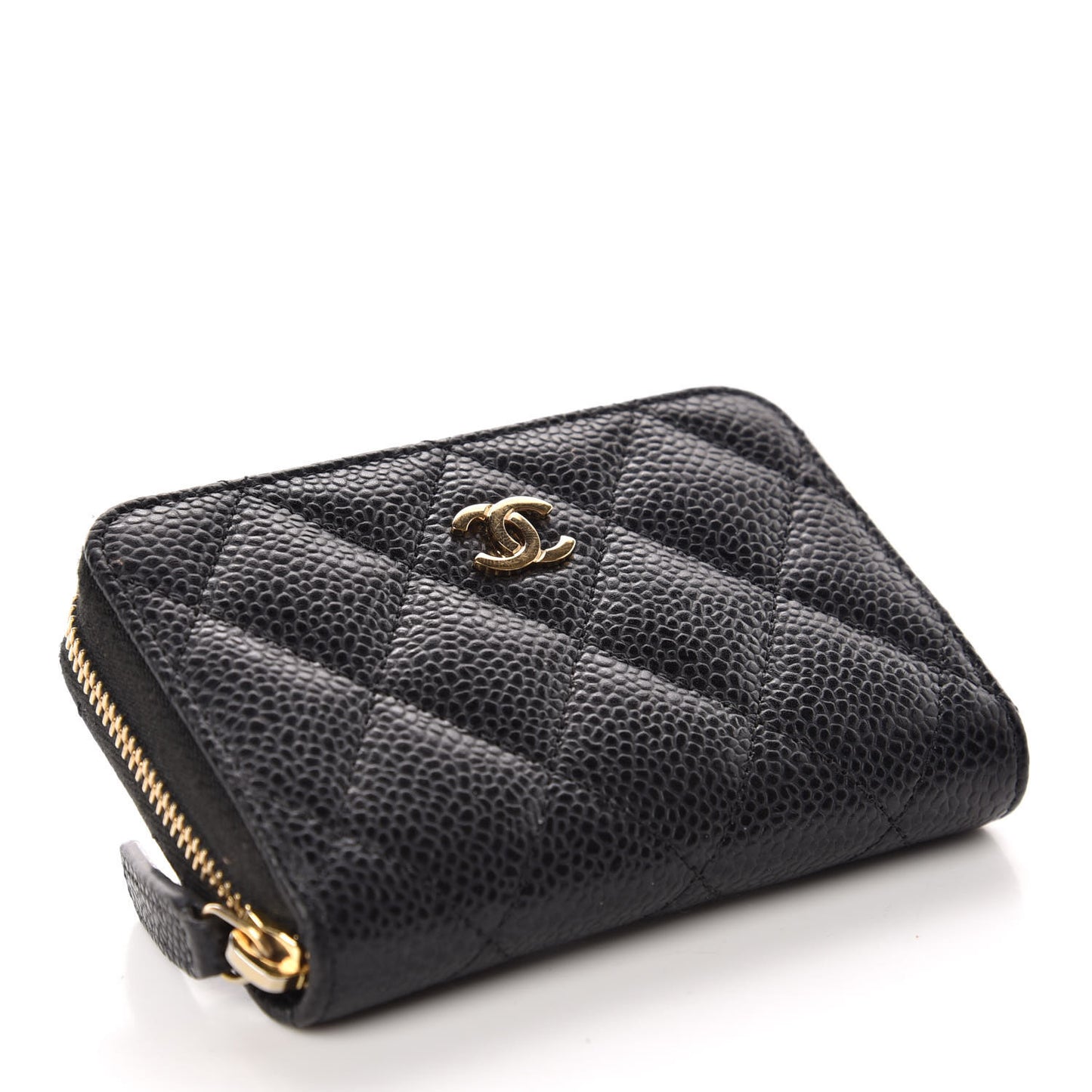 Caviar Quilted Zip Coin Purse Black
