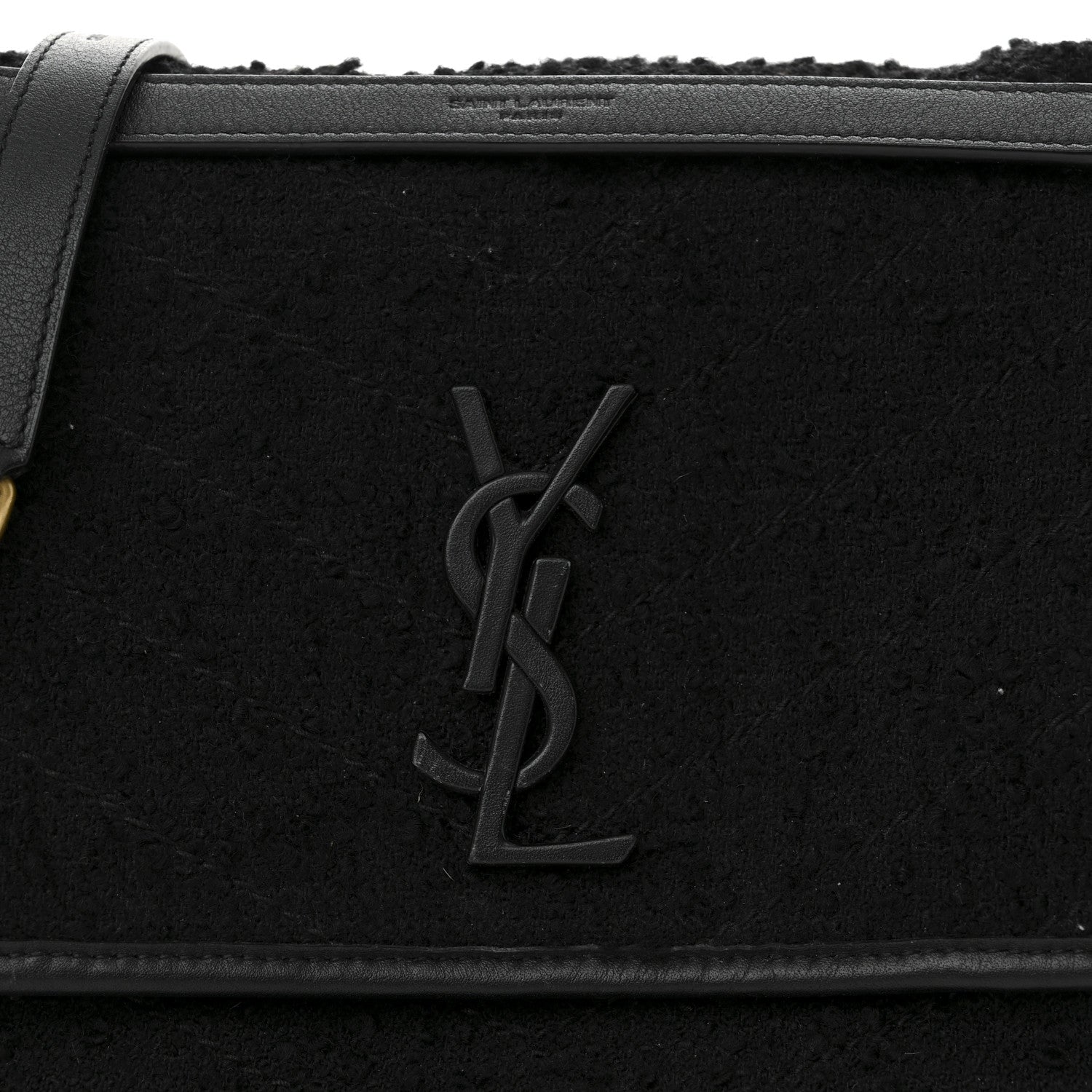 Saint Laurent Boucle Tweed Monogram Medium Niki Chain Satchel Black 8 of 12