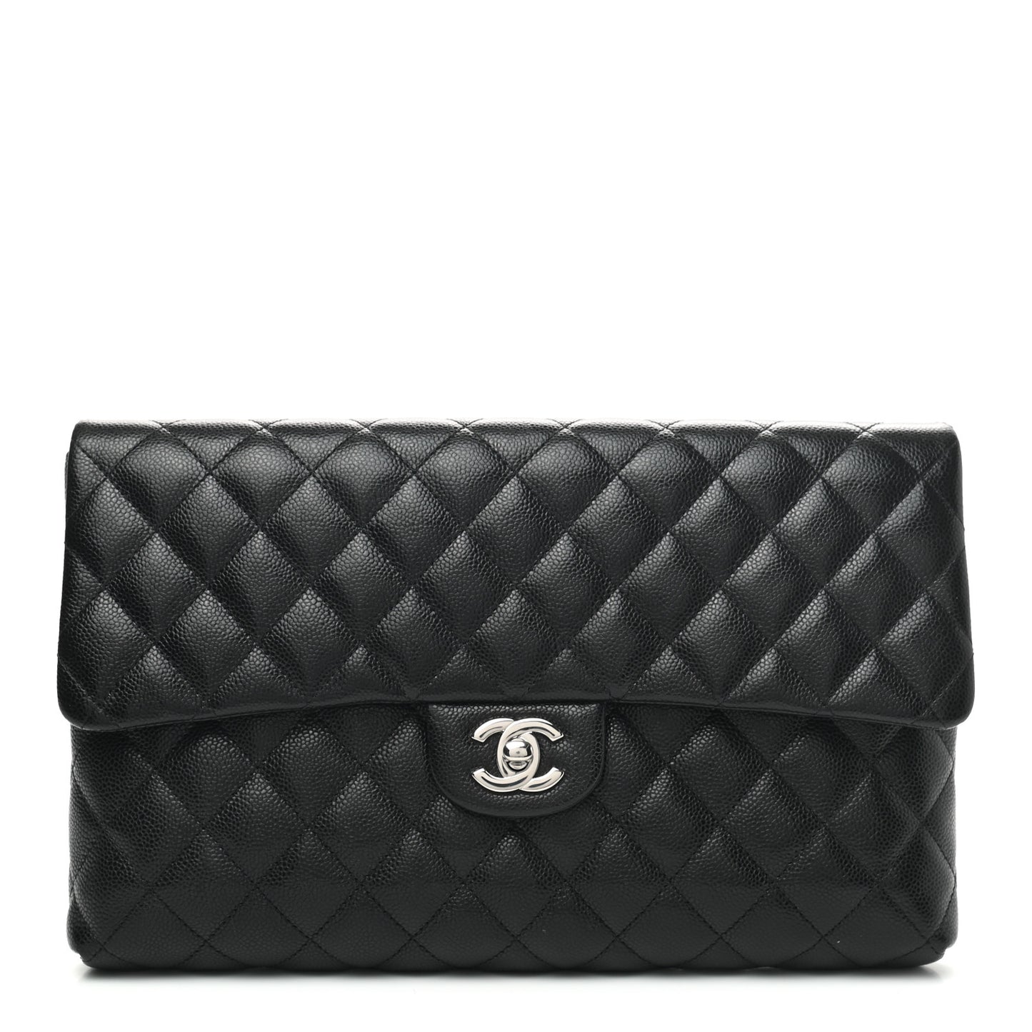 Caviar Quilted Flap Clutch Black