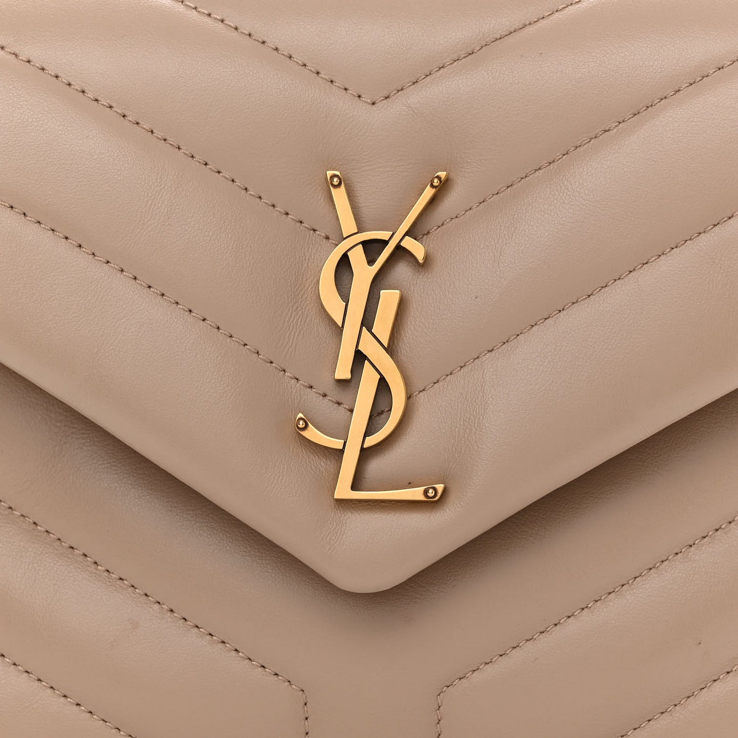 Calfskin Y Quilted Monogram Small Loulou Chain Satchel Dark Beige