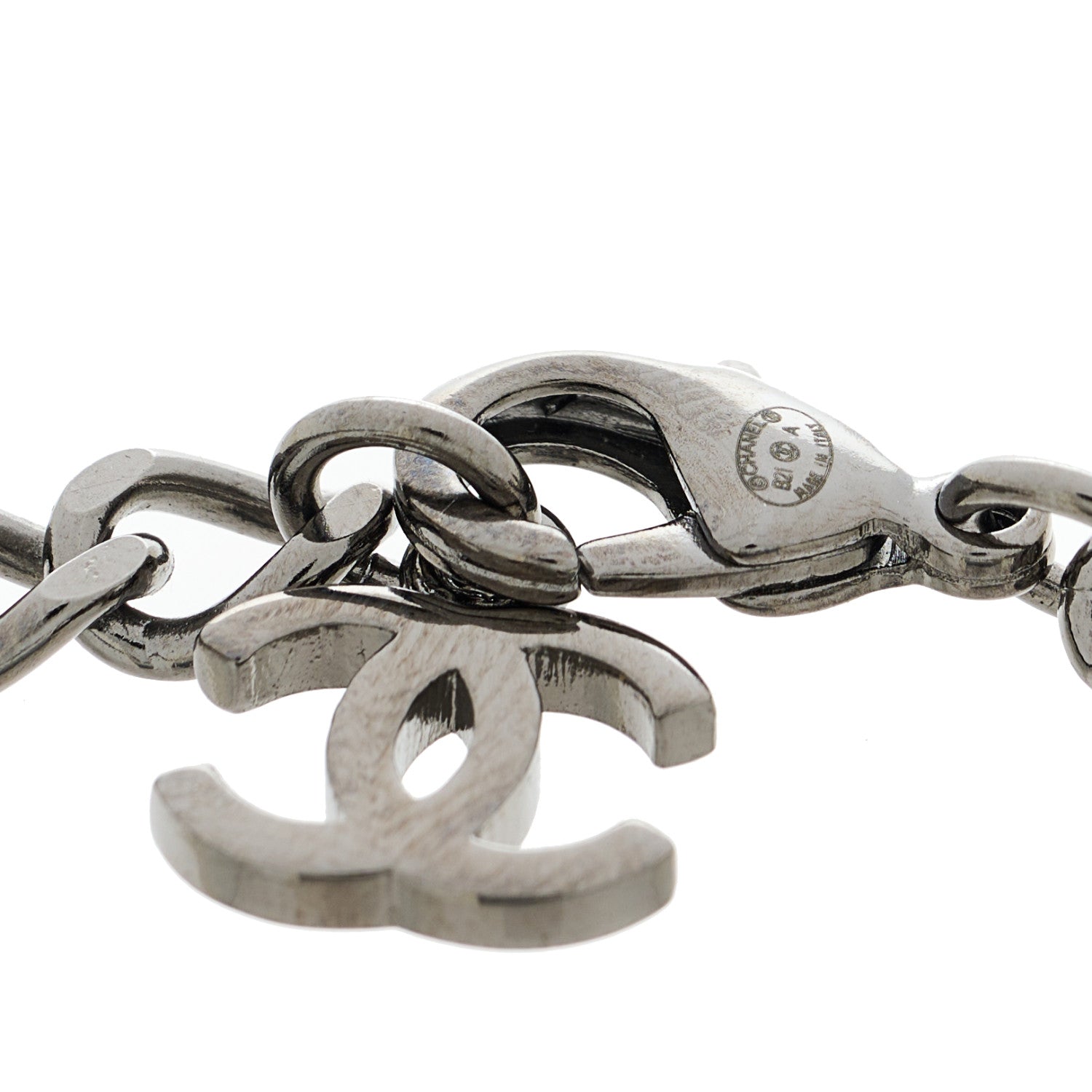 Chanel Ruthenium Crystal CC Bracelet Silver 4 of 4