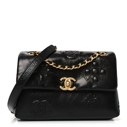 Chanel Crumbled Calfskin Embossed Flap Black 1 of 11