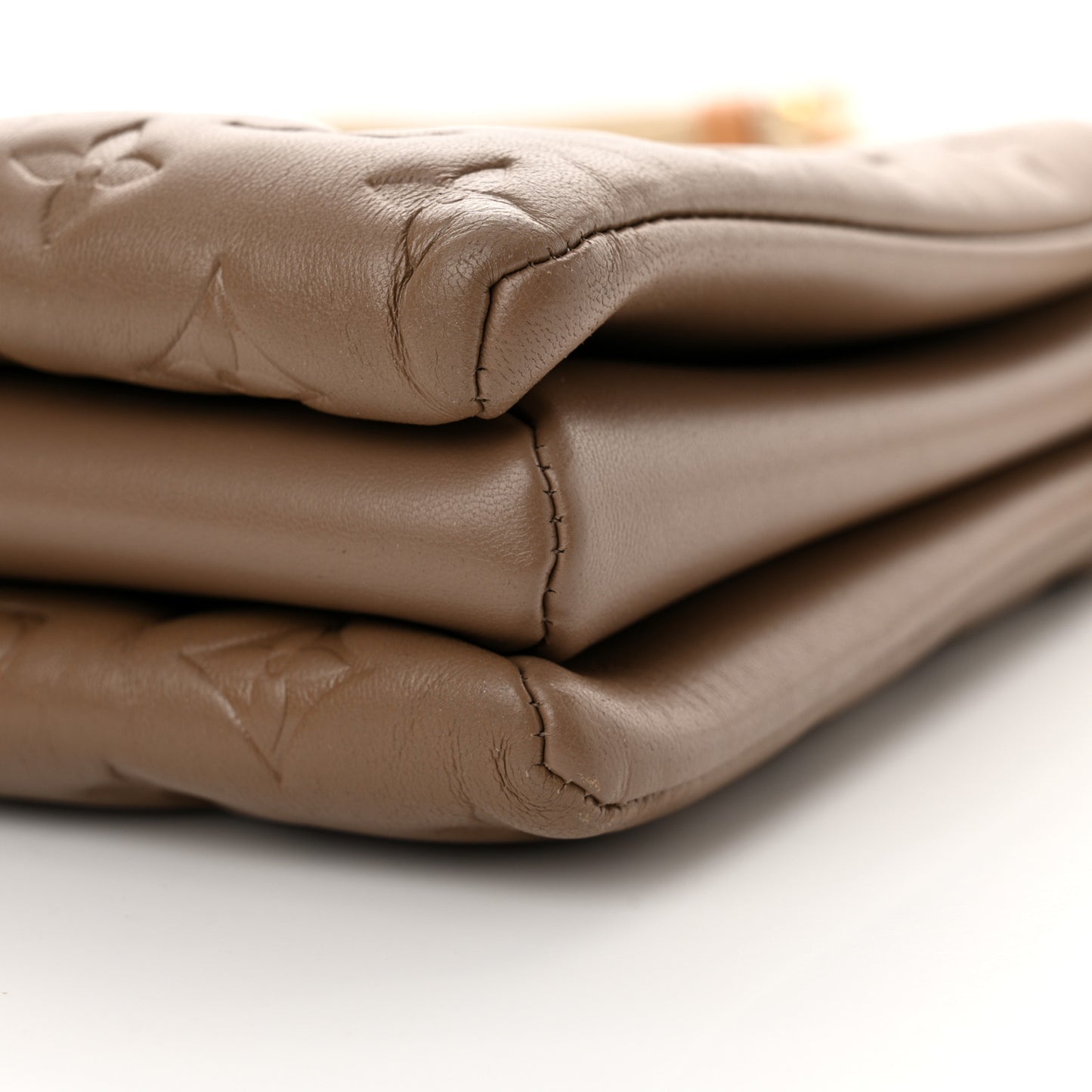 Lambskin Embossed Monogram Coussin MM Taupe