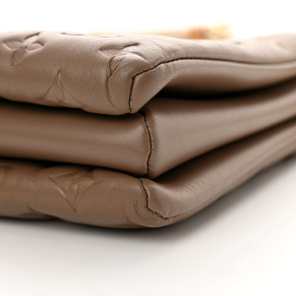 Louis Vuitton Lambskin Embossed Monogram Coussin MM Taupe 10 of 11