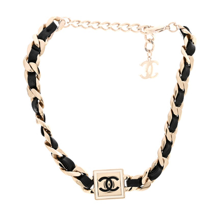 Chanel Metal Lambskin CC Square Choker Gold Black White 3 of 6