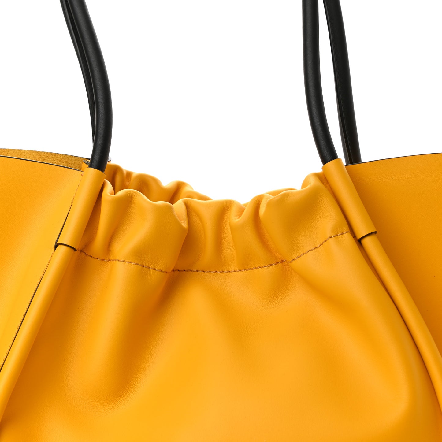 Calfskin Large Ruched Tote Yellow