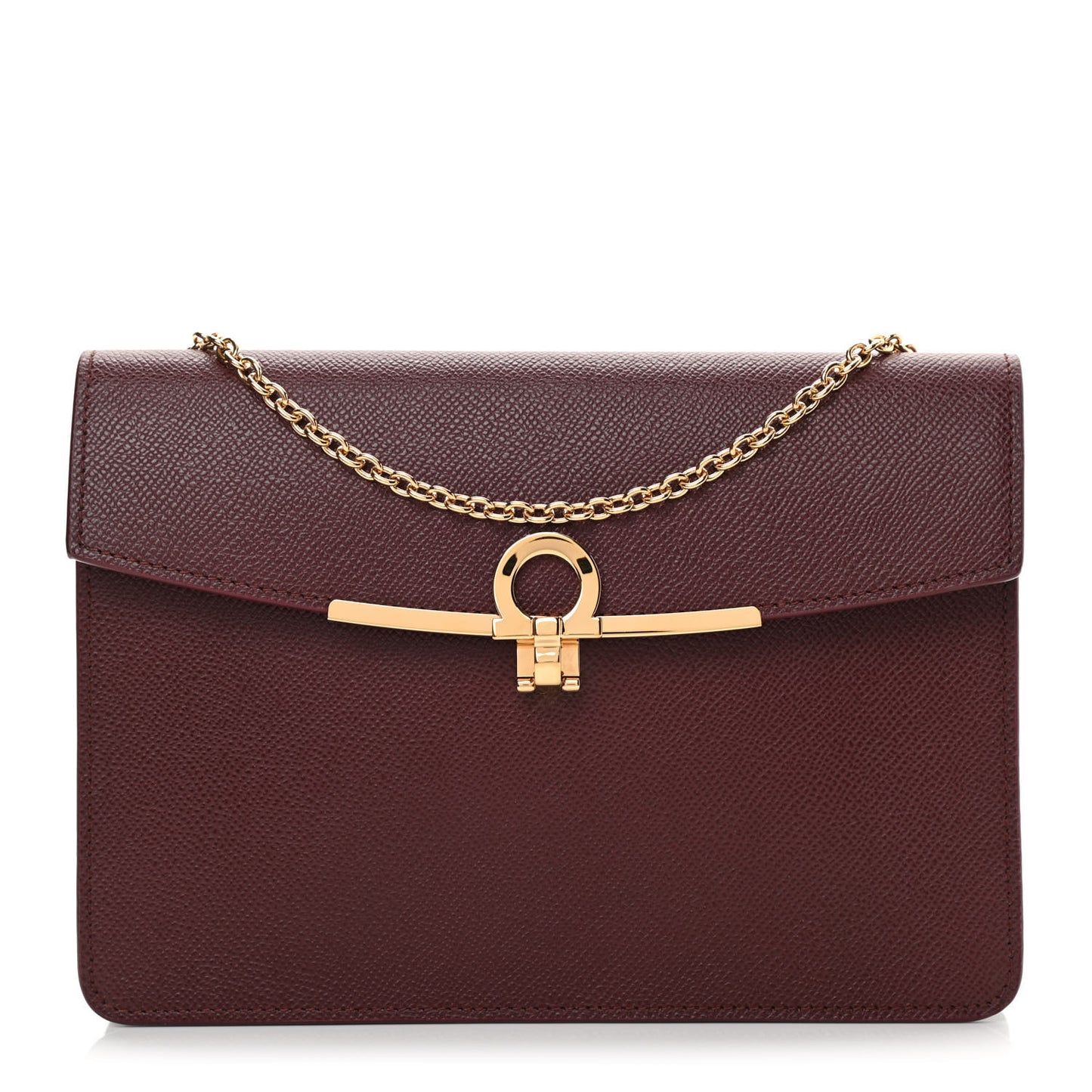 Hammered Calfskin Gancio Wallet On Chain Burgundy