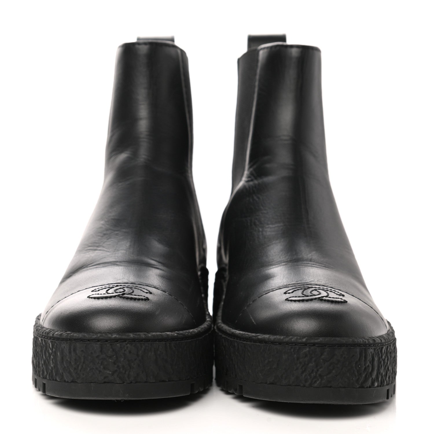 Chanel Calfskin Cap Toe CC Ankle Boots 37.5 Black 2 of 9