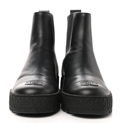 Chanel Calfskin Cap Toe CC Ankle Boots 37.5 Black 2 of 9