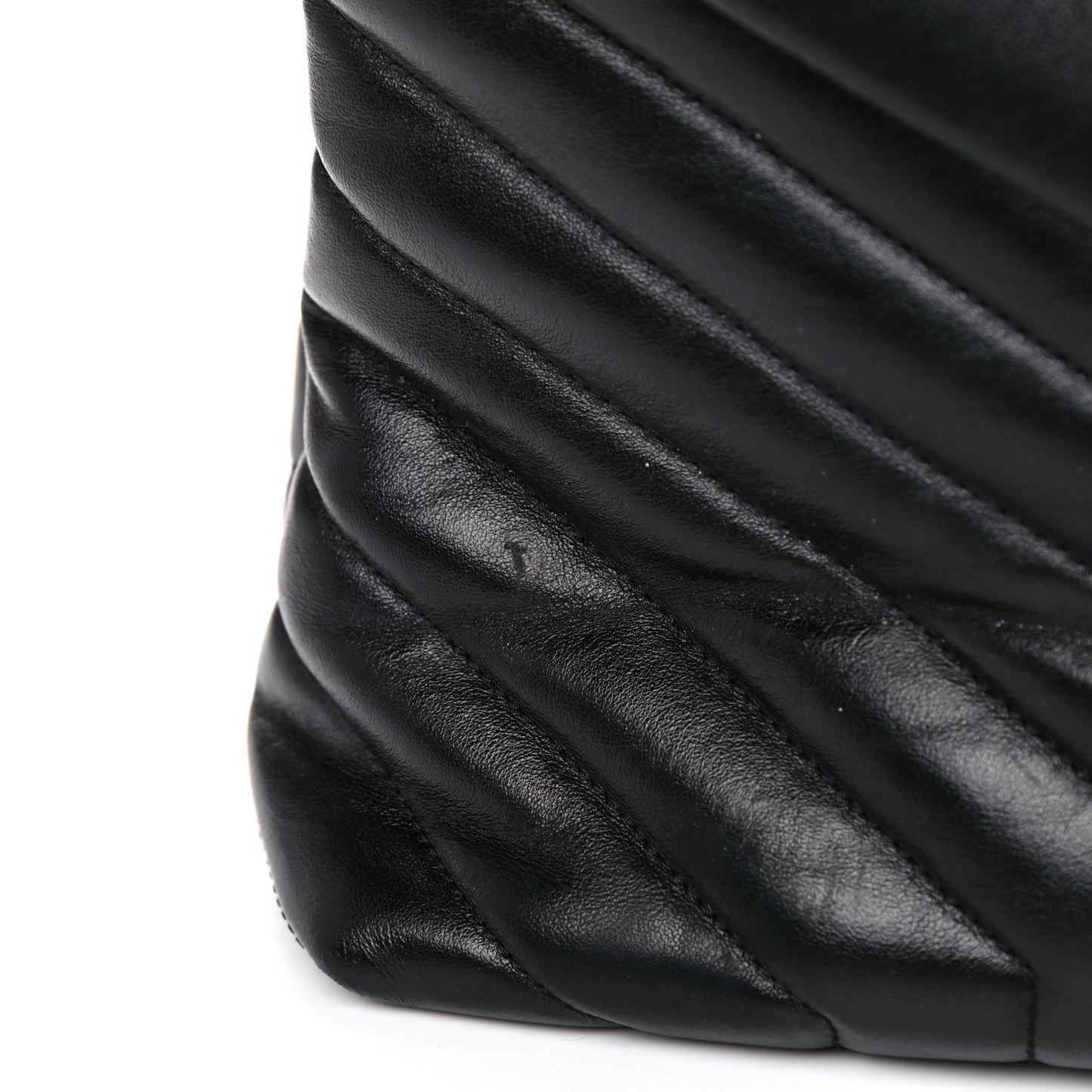 Calfskin Y Quilted Monogram Large Loulou Chain Satchel Black