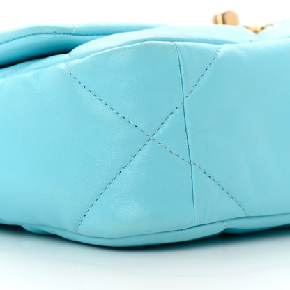 Chanel Shiny Lambskin Quilted Medium Chanel 19 Flap Light Blue 9 of 12