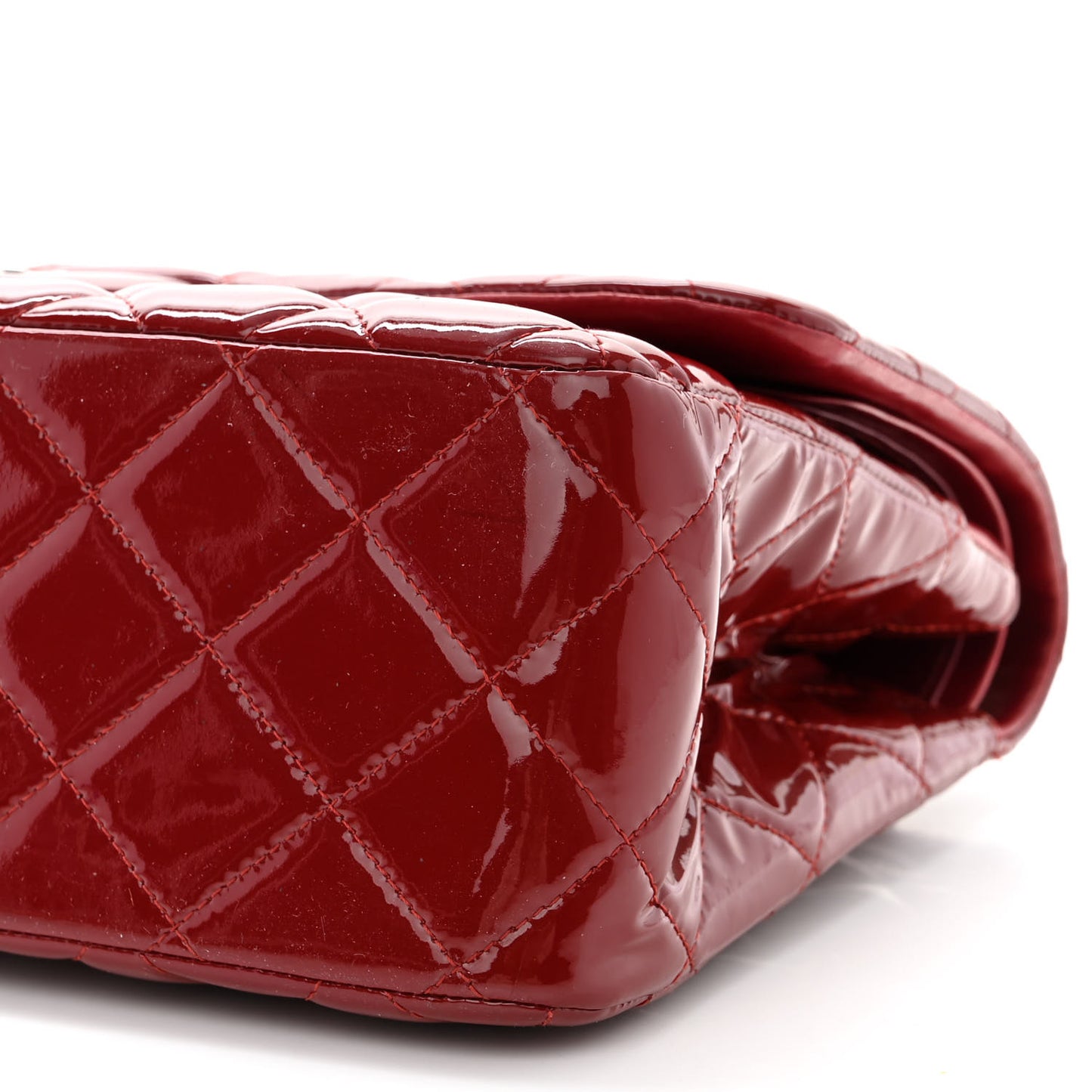 Patent Calfskin Quilted Jumbo Double Flap Red
