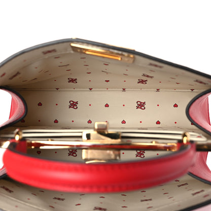 Fendi Vitello Seta Nappa Chinese Valentines Day Karligraphy Small Peekaboo I SEE U Satchel Rosso Cardinale Panna 5 of 10