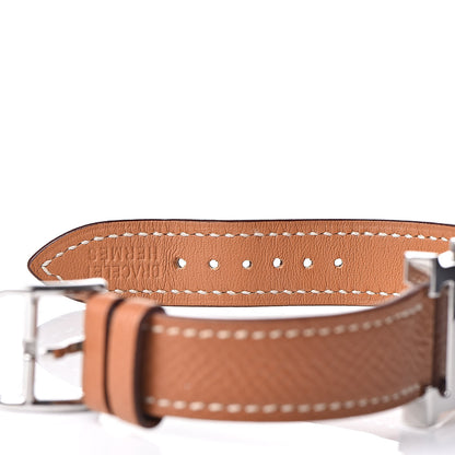 Hermes Stainless Steel Epsom 21mm Heure H Hour Quartz Watch Gold 7 of 8