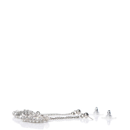 Chanel Baguette Crystal CC Drop Earrings Silver 3 of 3