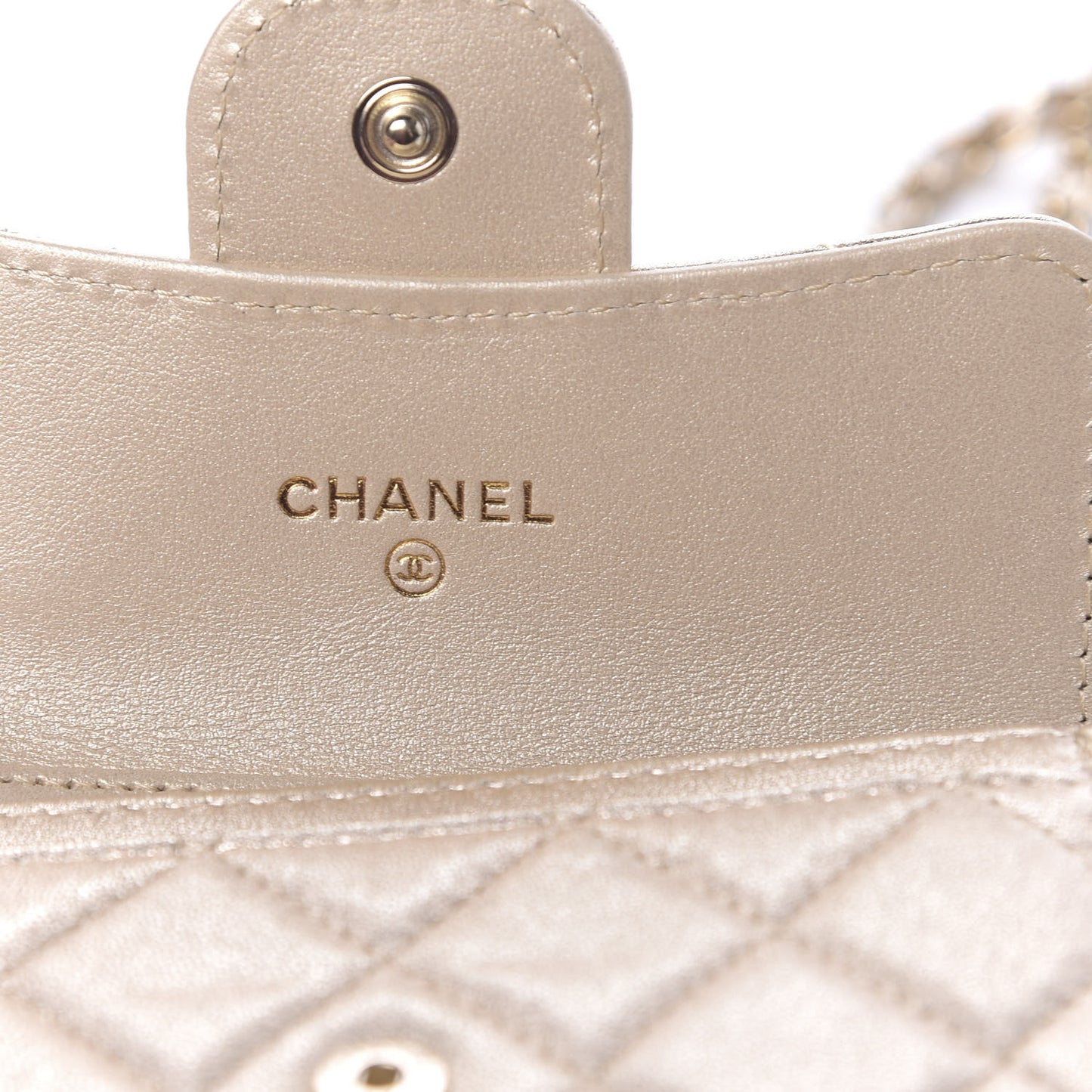 Metallic Lambskin Quilted Flap Chain Waist Bag Gold
