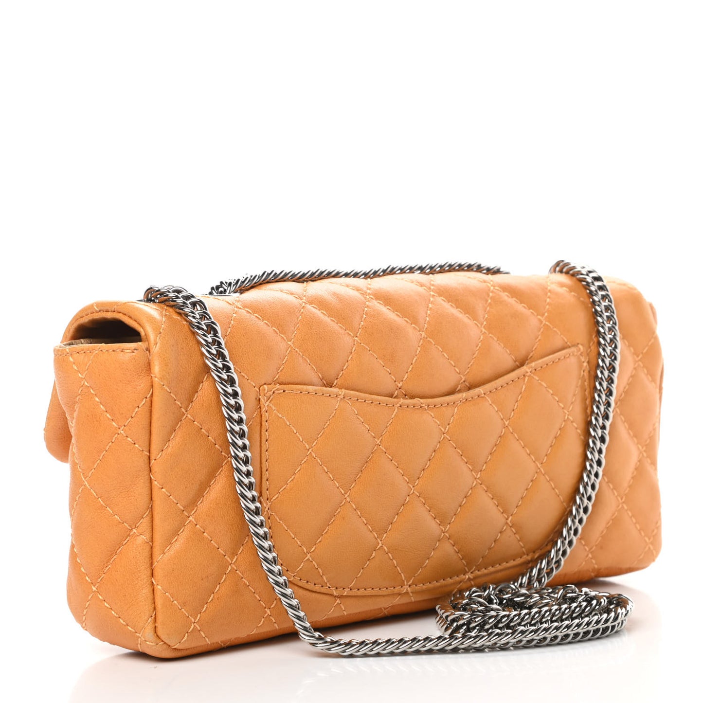 Glazed Lambskin Quilted Bijoux Chain East West Flap Mango