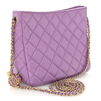 Chanel Lambskin Quilted Small Pearl Crush Hobo Purple 3 of 11