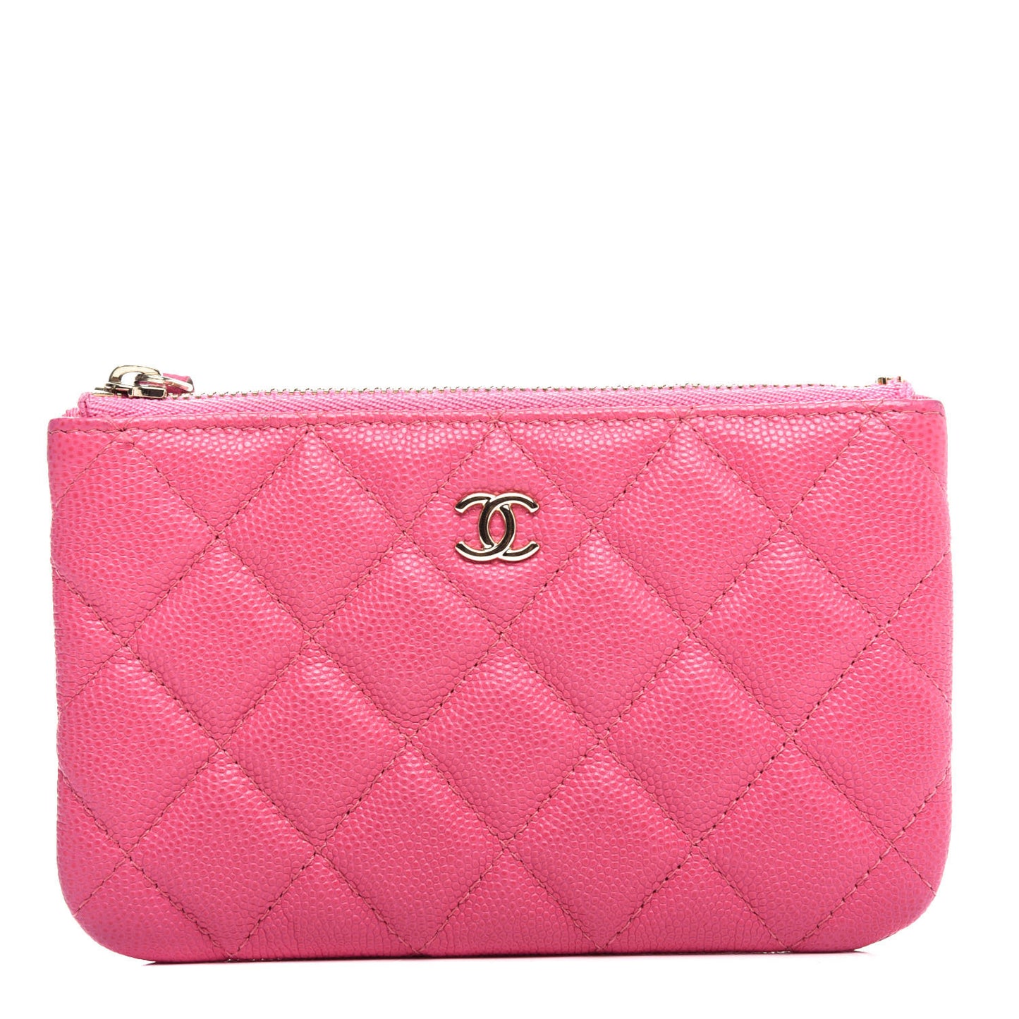 Caviar Quilted Small Cosmetic Case Pink