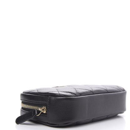 Chanel Lambskin Quilted Small Curvy Pouch Cosmetic Case Black 4 of 9