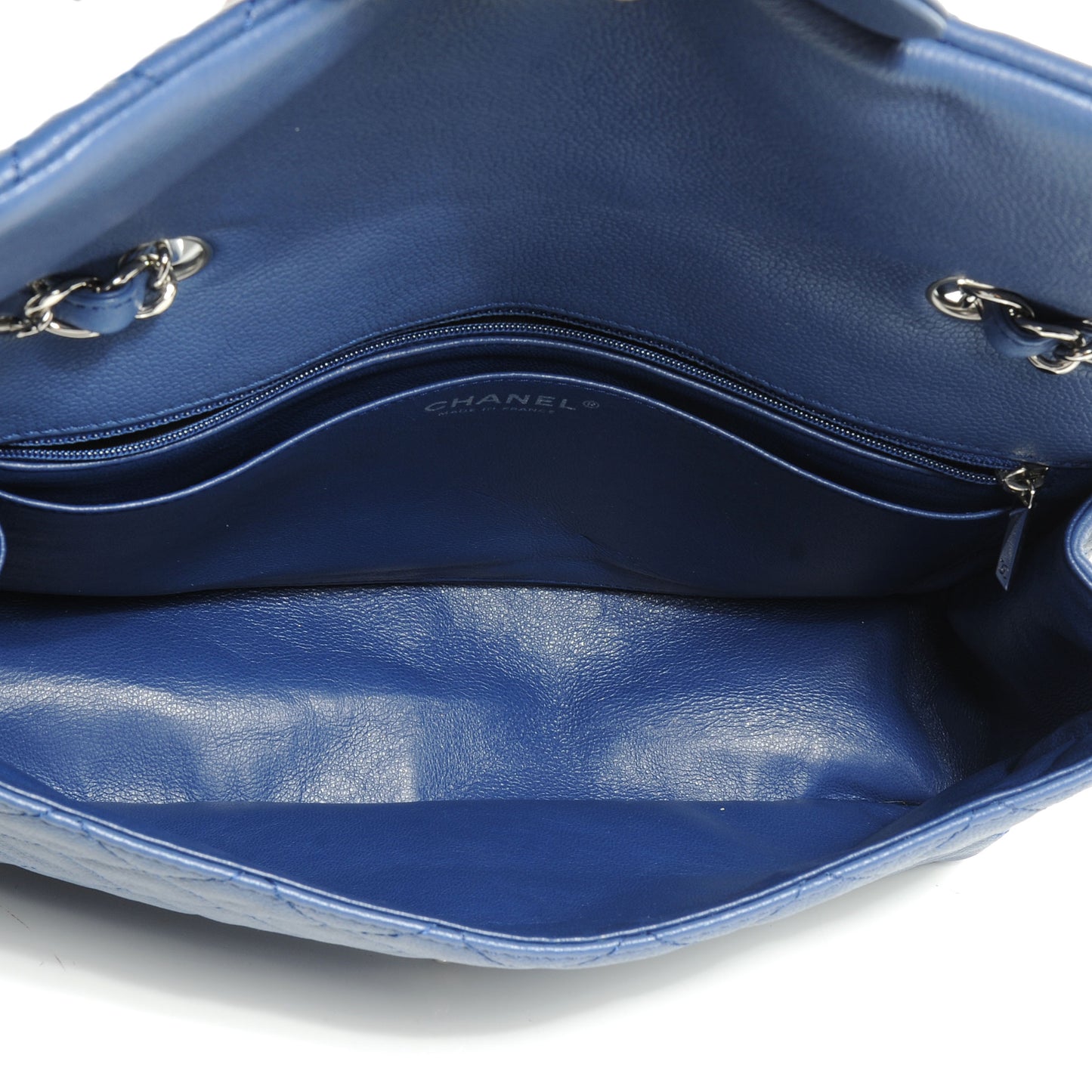 Washed Caviar Jumbo Single Flap Royal Blue
