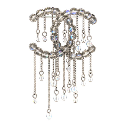 Chanel Beaded Chain CC Brooch Silver 1 of 6