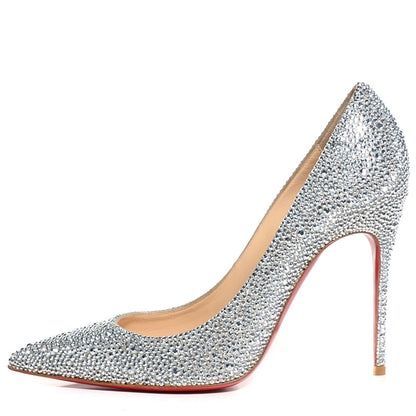 Christian Louboutin Suede Burma Strass Decollete 554 100 Pumps 37 Silver 1 of 7