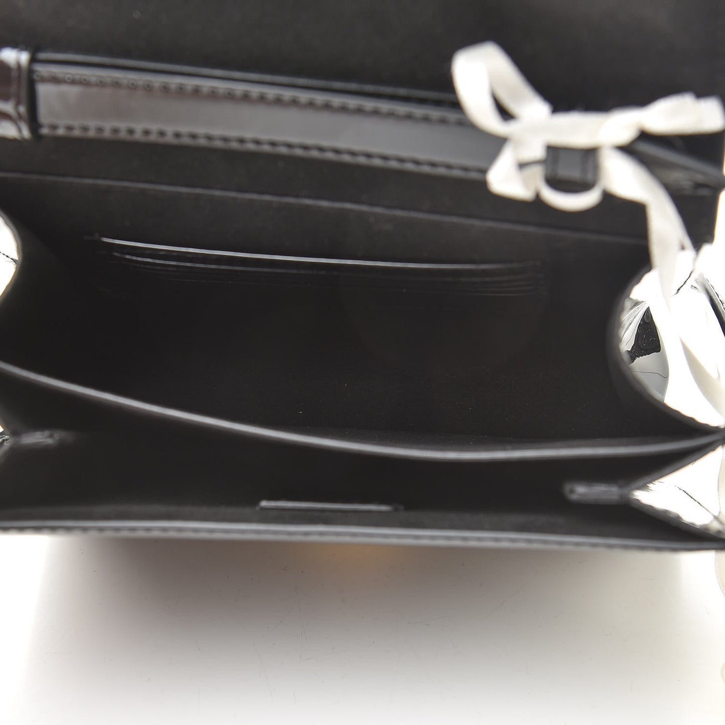 Vitello Vernice Mou Karligraphy Crossbody Bag Black