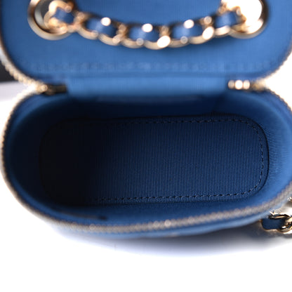 Chanel Caviar Quilted Small Vertical Coco Beauty Vanity Case With Chain Blue 4 of 8