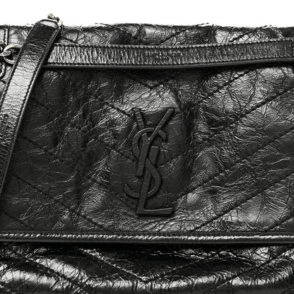 Saint Laurent Crinkled Calfskin Matelasse Monogram Medium Niki Chain Satchel Black 8 of 10