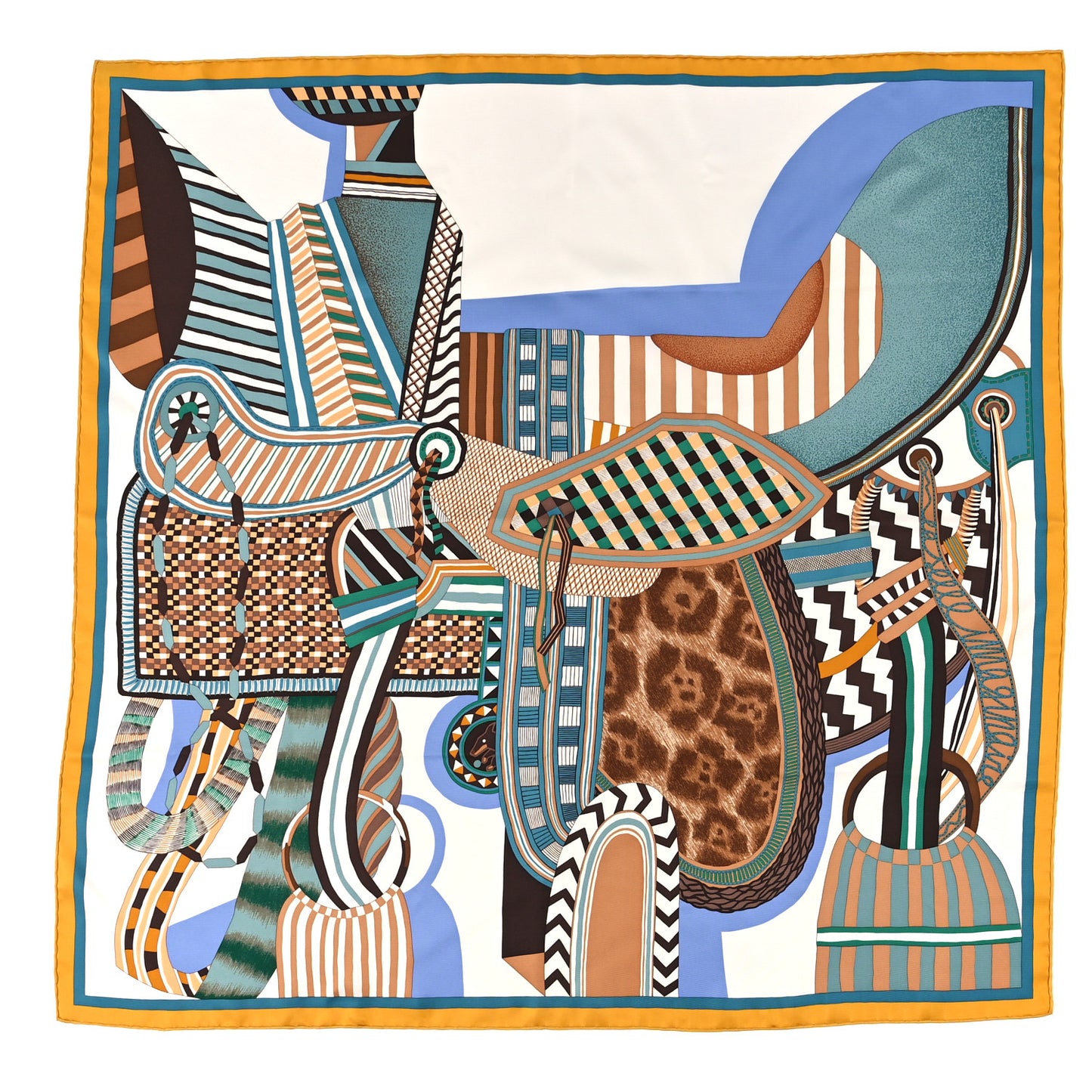 Silk La Selle Imaginaire Scarf 90 Miel Vert White