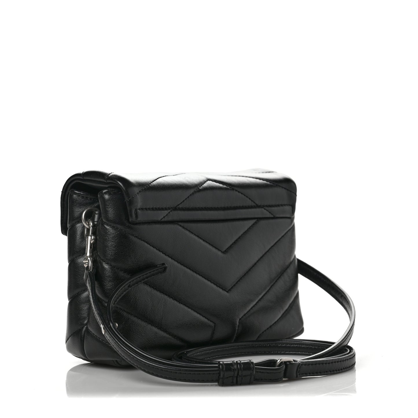 Calfskin Y Quilted Monogram Toy Loulou Crossbody Bag Black