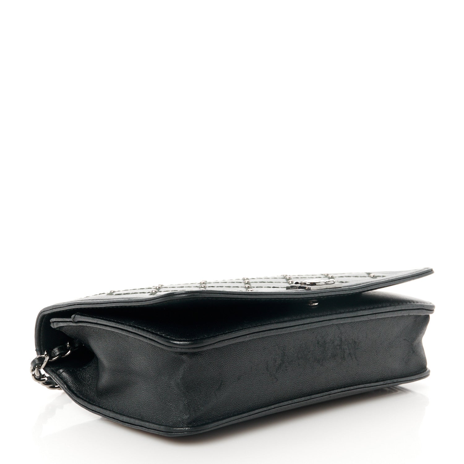 Chanel Calfskin Quilted Studded Boy Wallet On Chain WOC Black 4 of 11