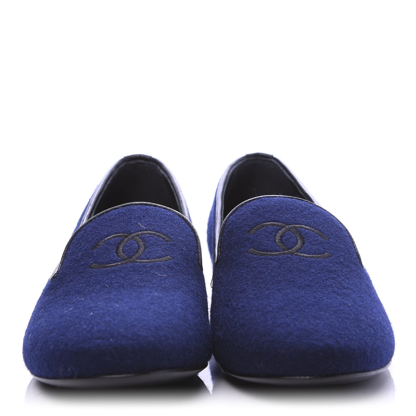 Fabric Lambskin Womens CC Mocassin Loafers 36 Navy Black