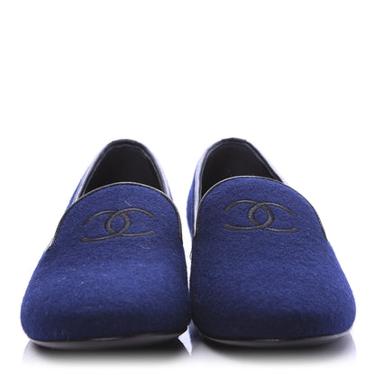 Chanel Fabric Lambskin Womens CC Mocassin Loafers 36 Navy Black 2 of 9