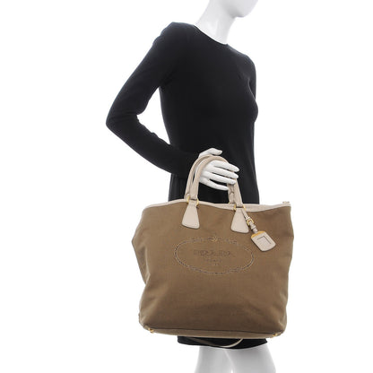 Prada Jacquard Logo Tote Corda Talco 2 of 16