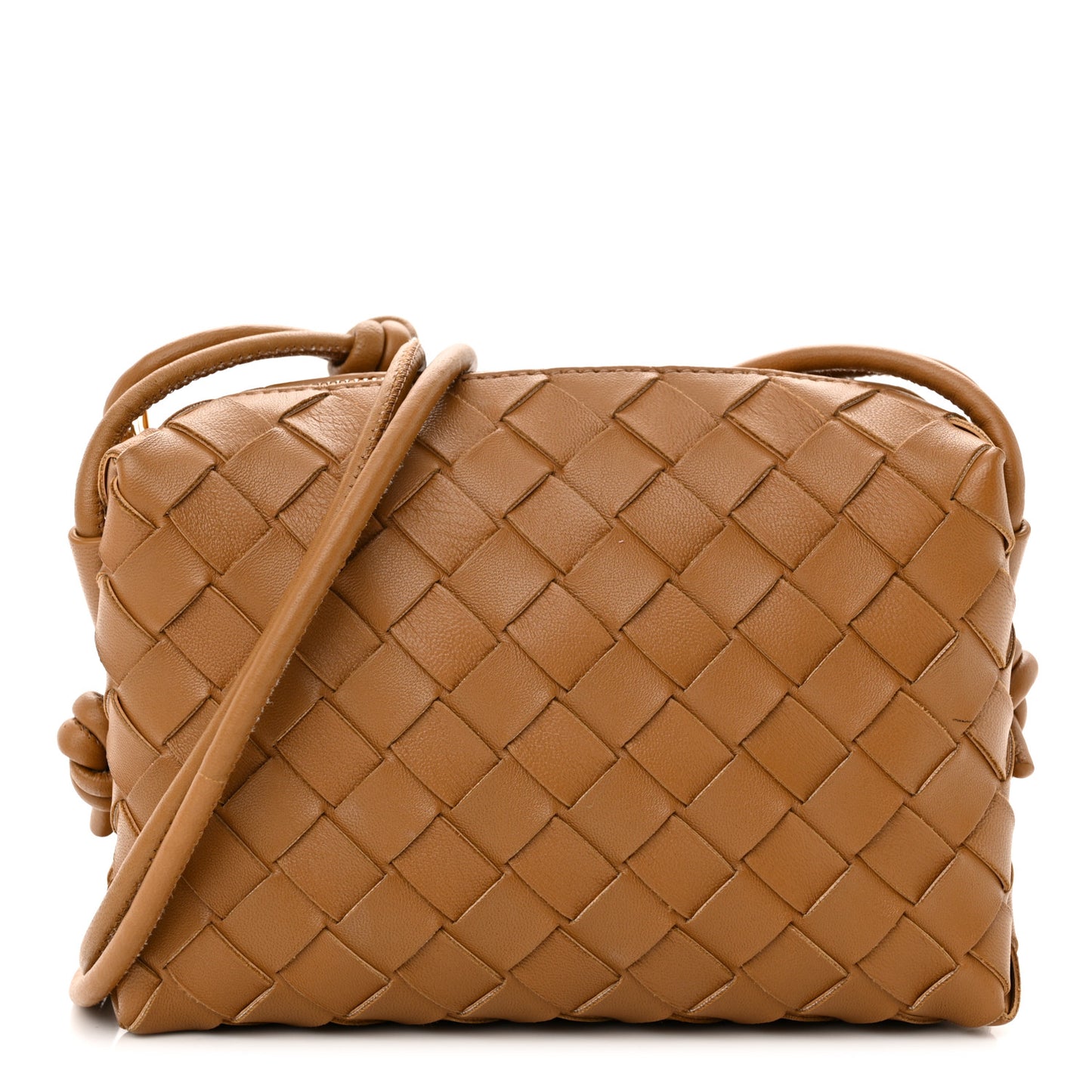 Nappa Intrecciato Mini Loop Camera Bag Camel